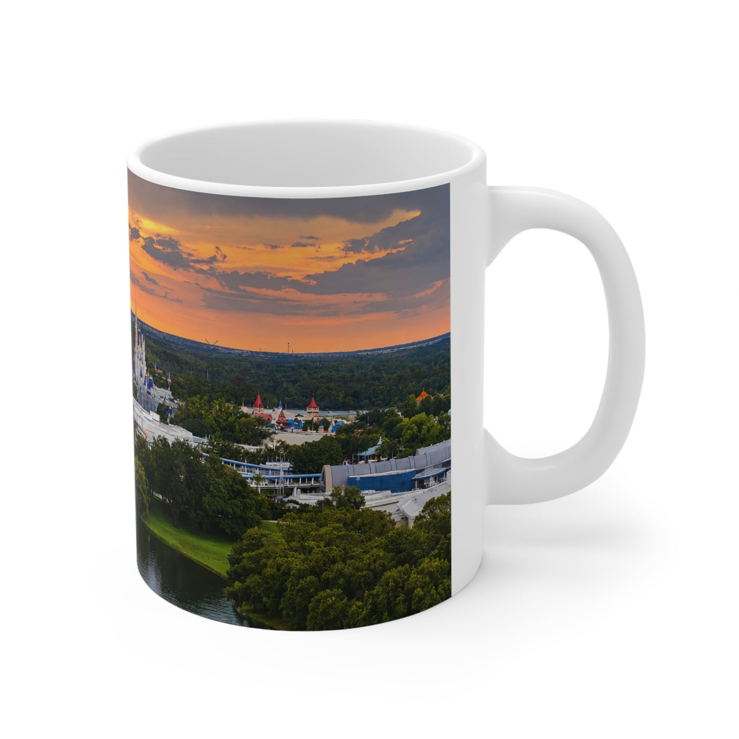 Magic Kingdom Castle Sunset Coffee Mug — Scenic Theme Park Skyline Ceramic Mug (11oz & 15oz)