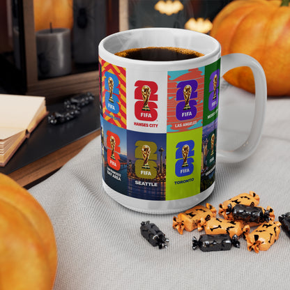 FIFA World Cup Cities Collage Mug — 11oz/15oz Ceramic Coffee Cup