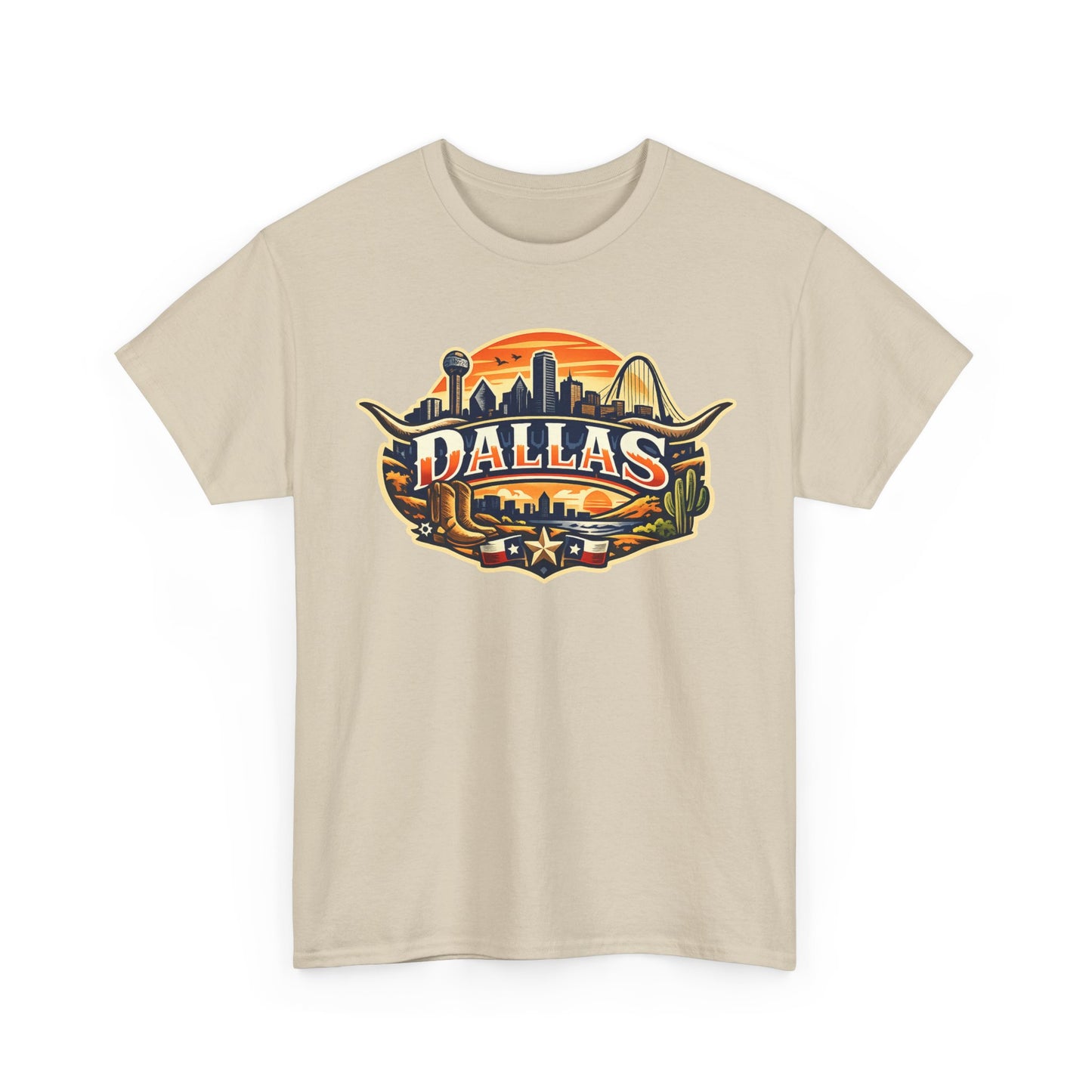 Dallas Skyline Retro Tee — Vintage Cityscape T‑Shirt with 'Dallas' Graphic