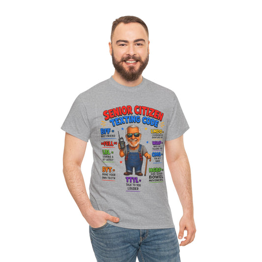 Senior Citizen Texting Code T-Shirt — Funny Grandpa Grandma Retirement Gift