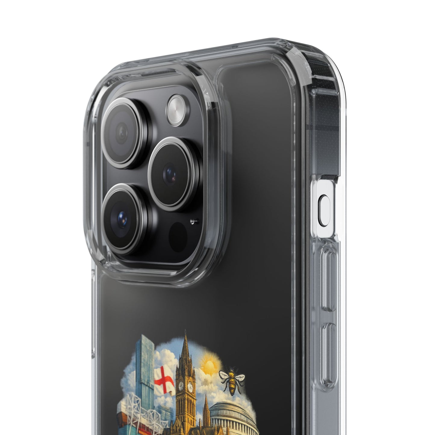 Manchester Landmark Clear Phone Case — Cityscape Collage Design