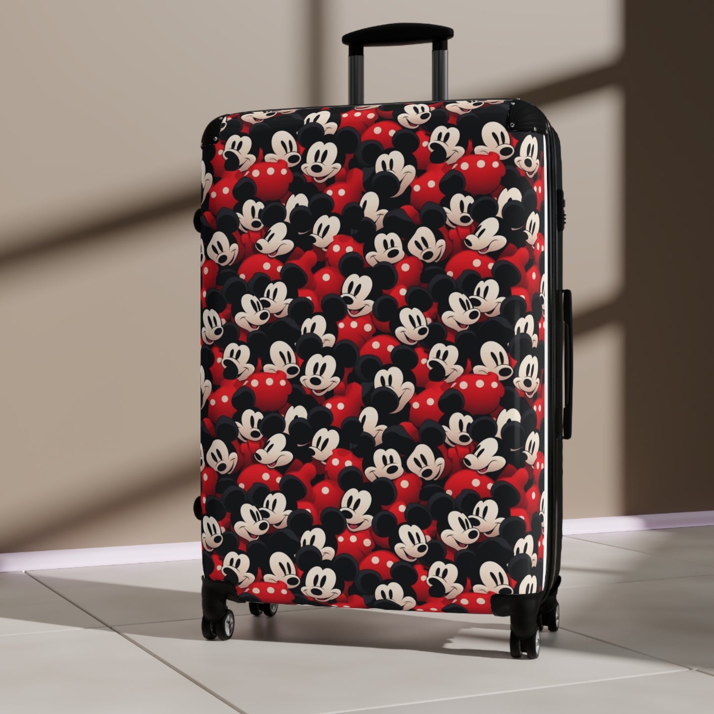 Mickey Mouse Pattern Carry-On Suitcase – Retro Disney Travel Luggage