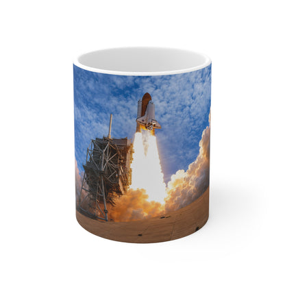 Space Shuttle Launch Coffee Mug — NASA Rocket Takeoff Photo Ceramic Mug (11oz & 15oz)