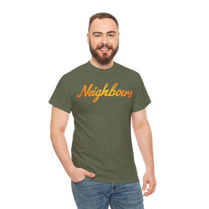 Neighbours Script T‑Shirt — Retro Orange Neighborhood Tee