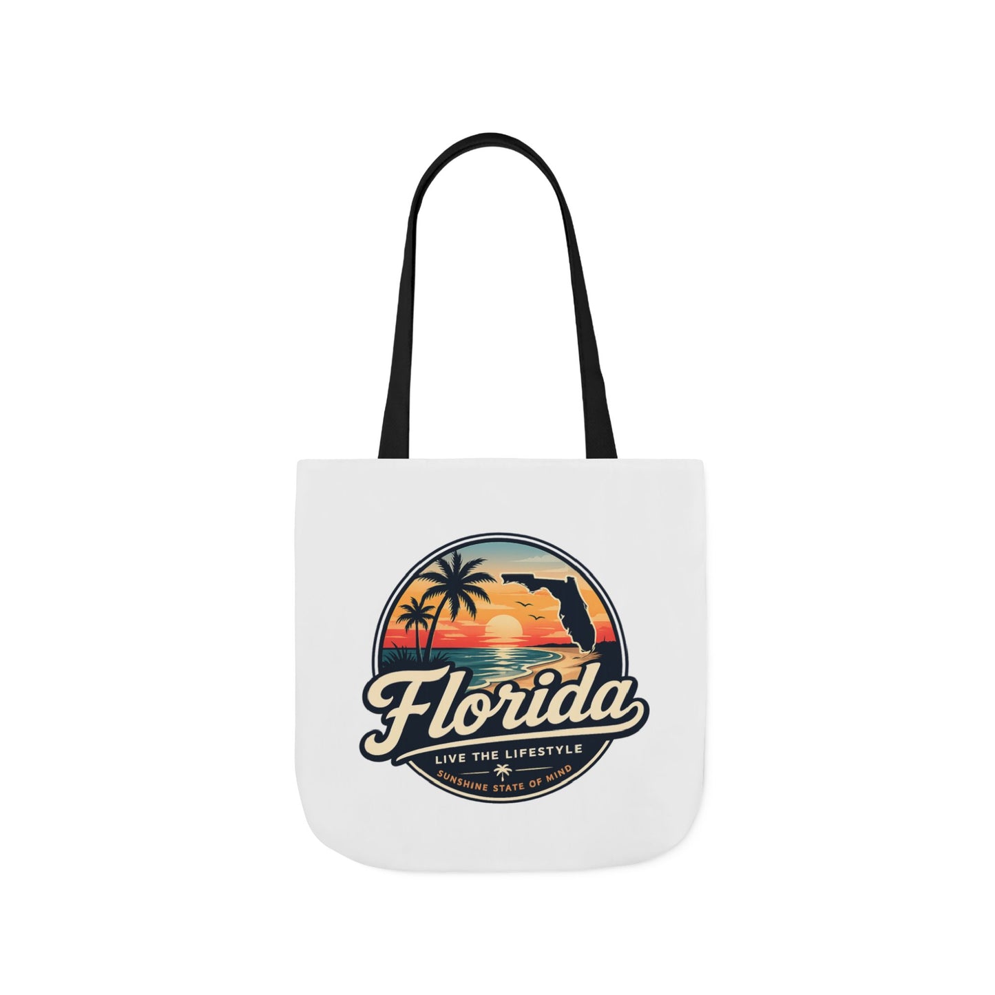 Florida Sunset Canvas Tote Bag — Retro Palm Beach Design