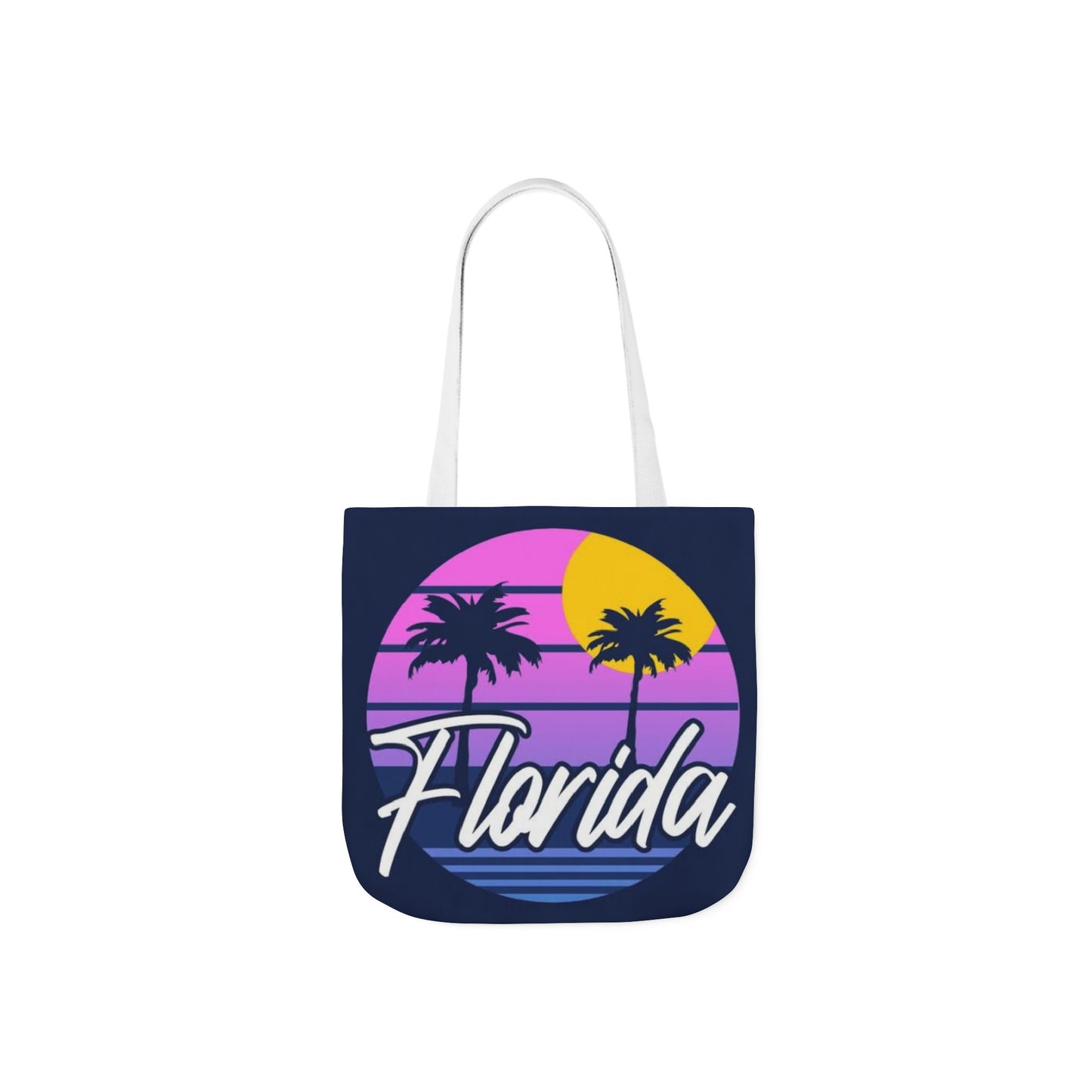 Florida Sunset Palm Tote Bag — Retro Beach Canvas Tote