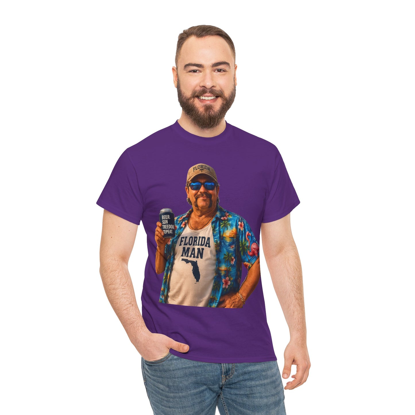 Florida Man Graphic Tee — Funny Vacation Shirt with Hawaiian Shirt Design