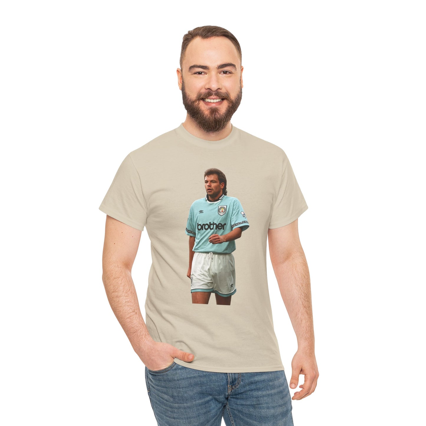 Uwe Rosler Manchester City Legend Graphic Tee - Retro Football Kit Print