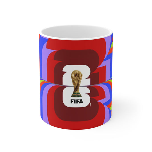 FIFA World Cup 2026 Trophy / Colorful Retro Logo Ceramic Mug — (11oz, 15oz)