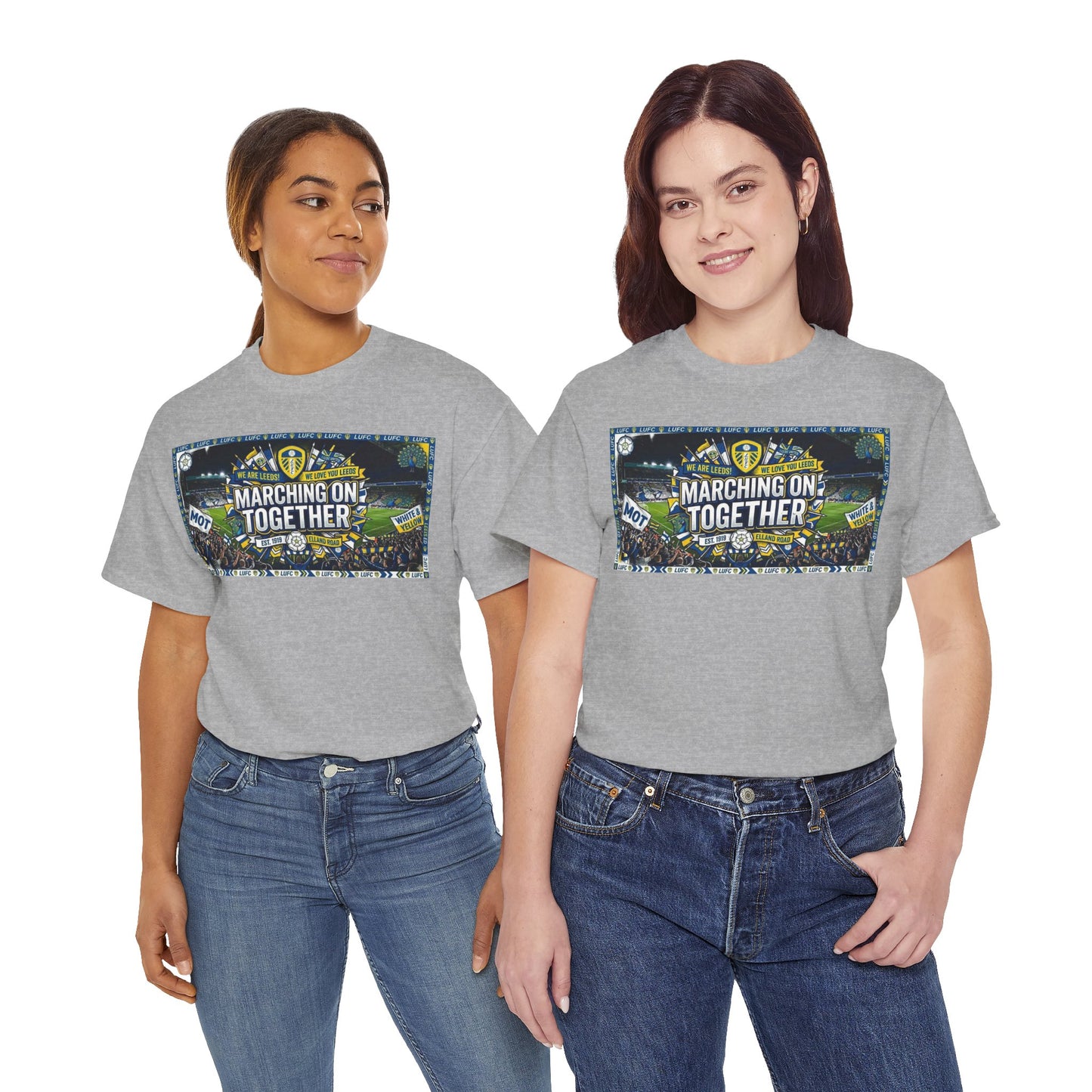 Leeds United T-Shirt — "Marching On Together" Fan Tee (Soccer Supporter Graphic)