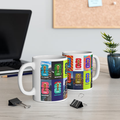 FIFA World Cup Cities Collage Mug — 11oz/15oz Ceramic Coffee Cup