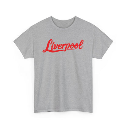 Liverpool Script T-Shirt — Retro Red Logo Tee for Fans