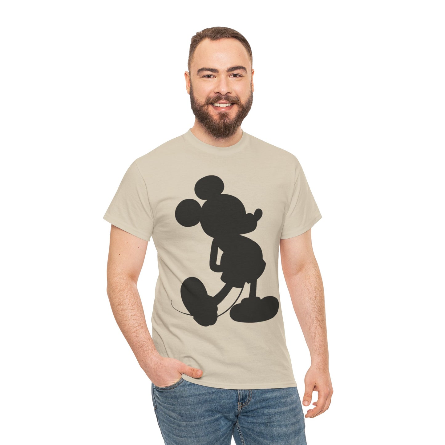 Mickey Mouse Silhouette Graphic Tee — Retro Cartoon Shadow T-Shirt