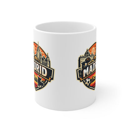 Madrid Souvenir Mug – Vintage Cityscape & Football Ceramic Coffee Cup (11oz/15oz)