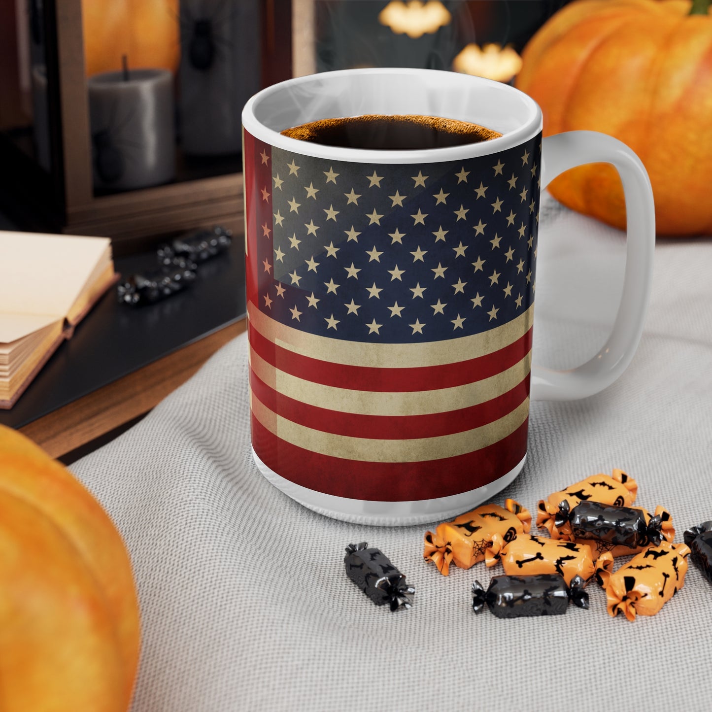 Vintage England & USA Flag Coffee Mug — Retro American Flag Ceramic Coffee Cup (11oz, 15oz)