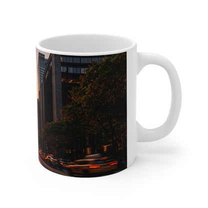 New York Sunset Ceramic Coffee Mug — Manhattan Skyline 11oz & 15oz