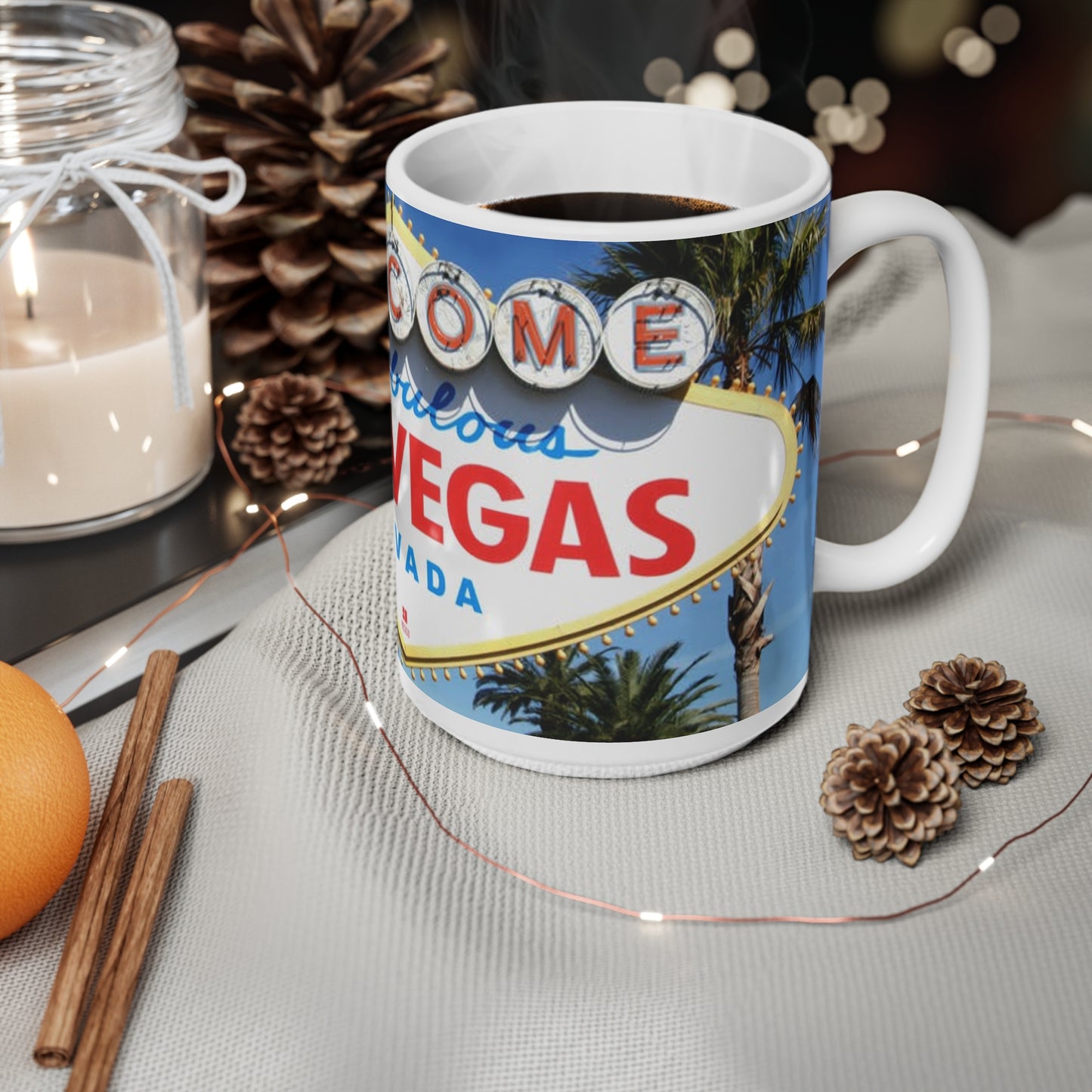Las Vegas Sign Ceramic Coffee Mug — 11oz & 15oz Travel Souvenir