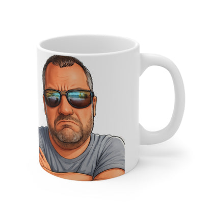 Ceramic Mug – Grumpy Guy Illustration Coffee Cup (11oz & 15oz)