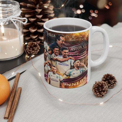 Aston Villa Europa League Winners Celebration Ceramic Mug — Fan Collage Coffee Cup (11oz/15oz)