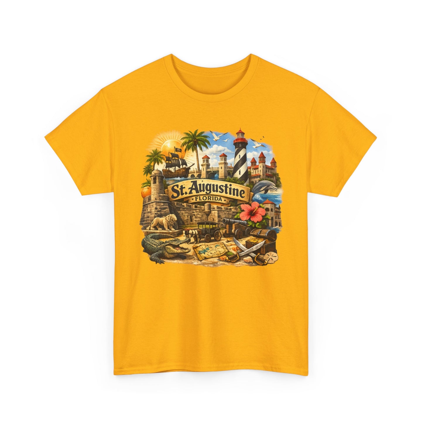 St. Augustine Florida Vintage Travel Tee — Retro Beach & Lighthouse Souvenir T-Shirt