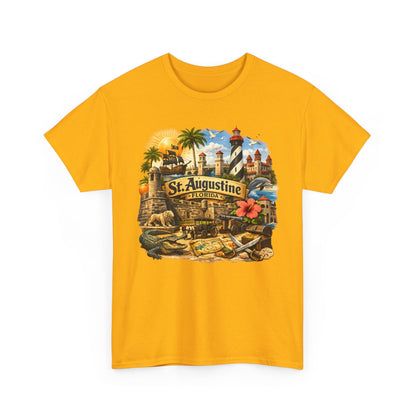 St. Augustine Florida Vintage Travel Tee — Retro Beach & Lighthouse Souvenir T-Shirt