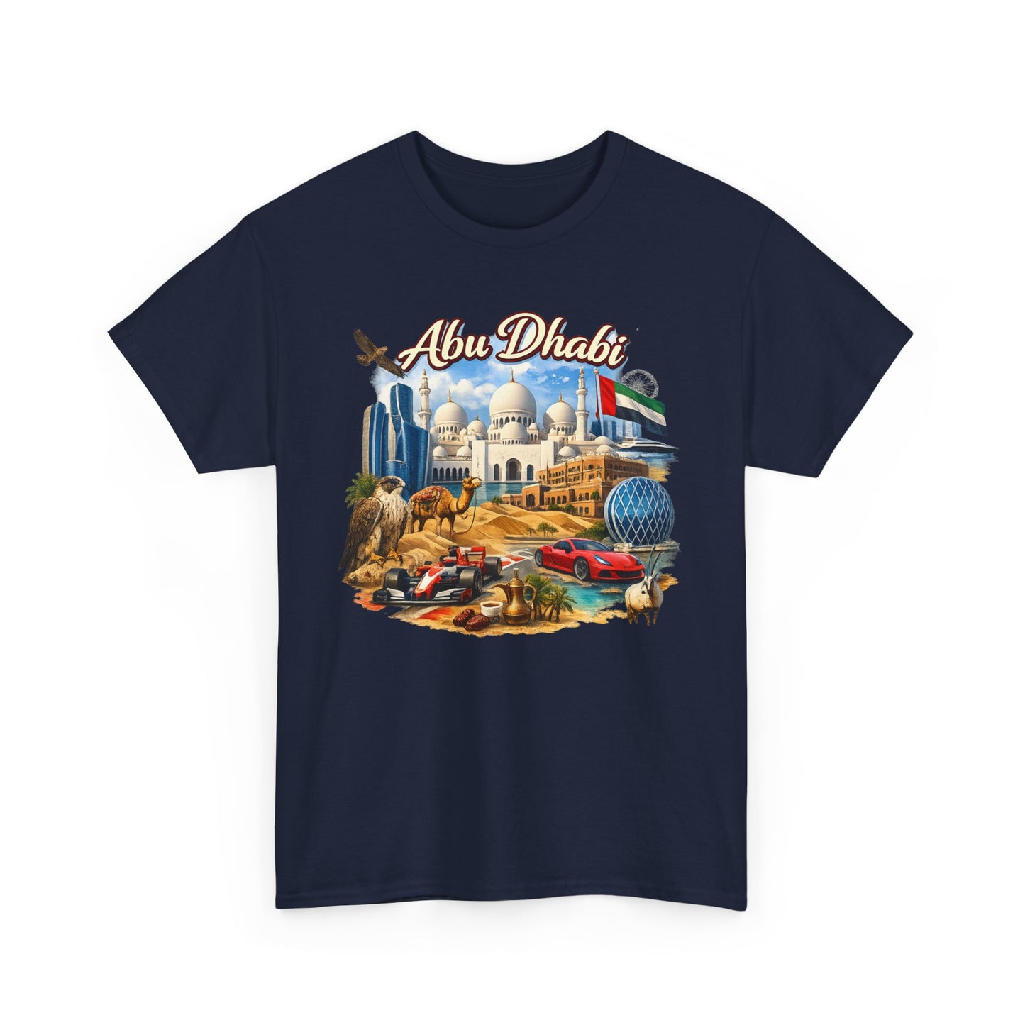 Abu Dhabi Landmark Collage T-Shirt — UAE Travel Souvenir Tee
