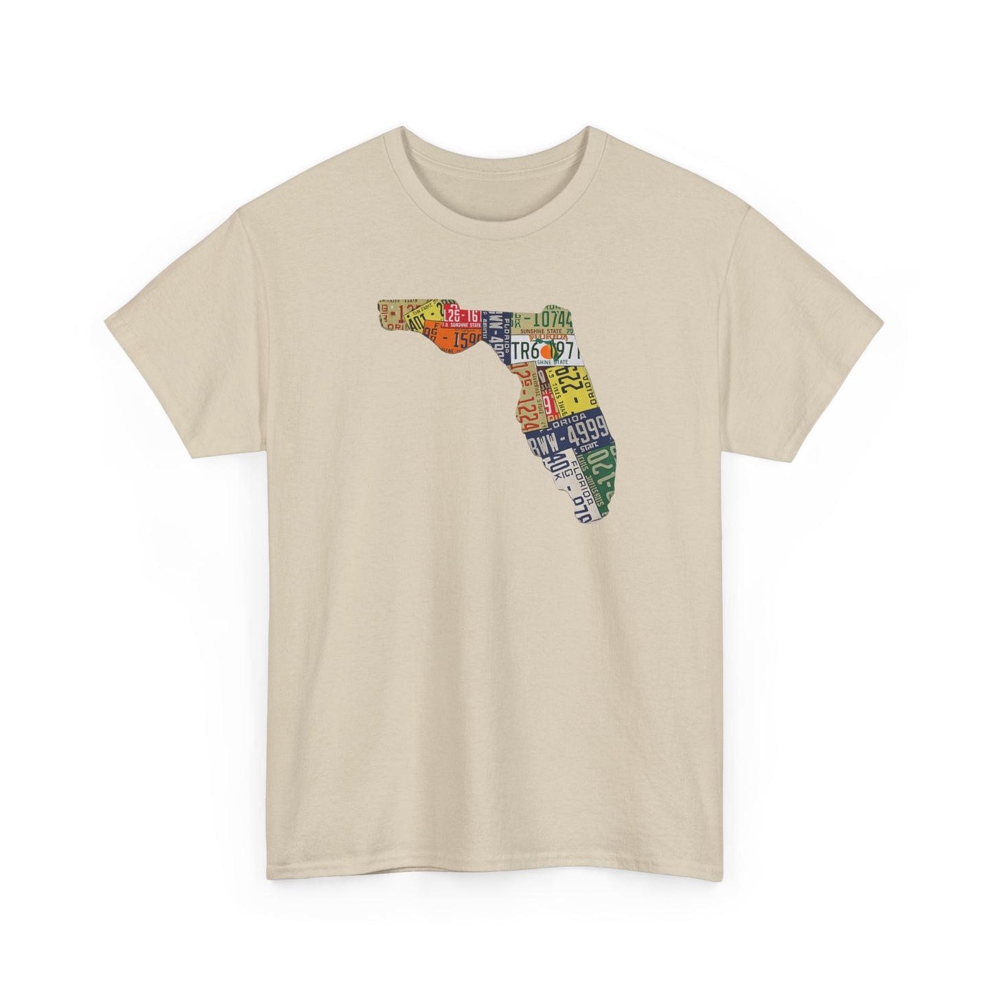 Florida License Plate Map T-Shirt — Vintage State Silhouette Tee