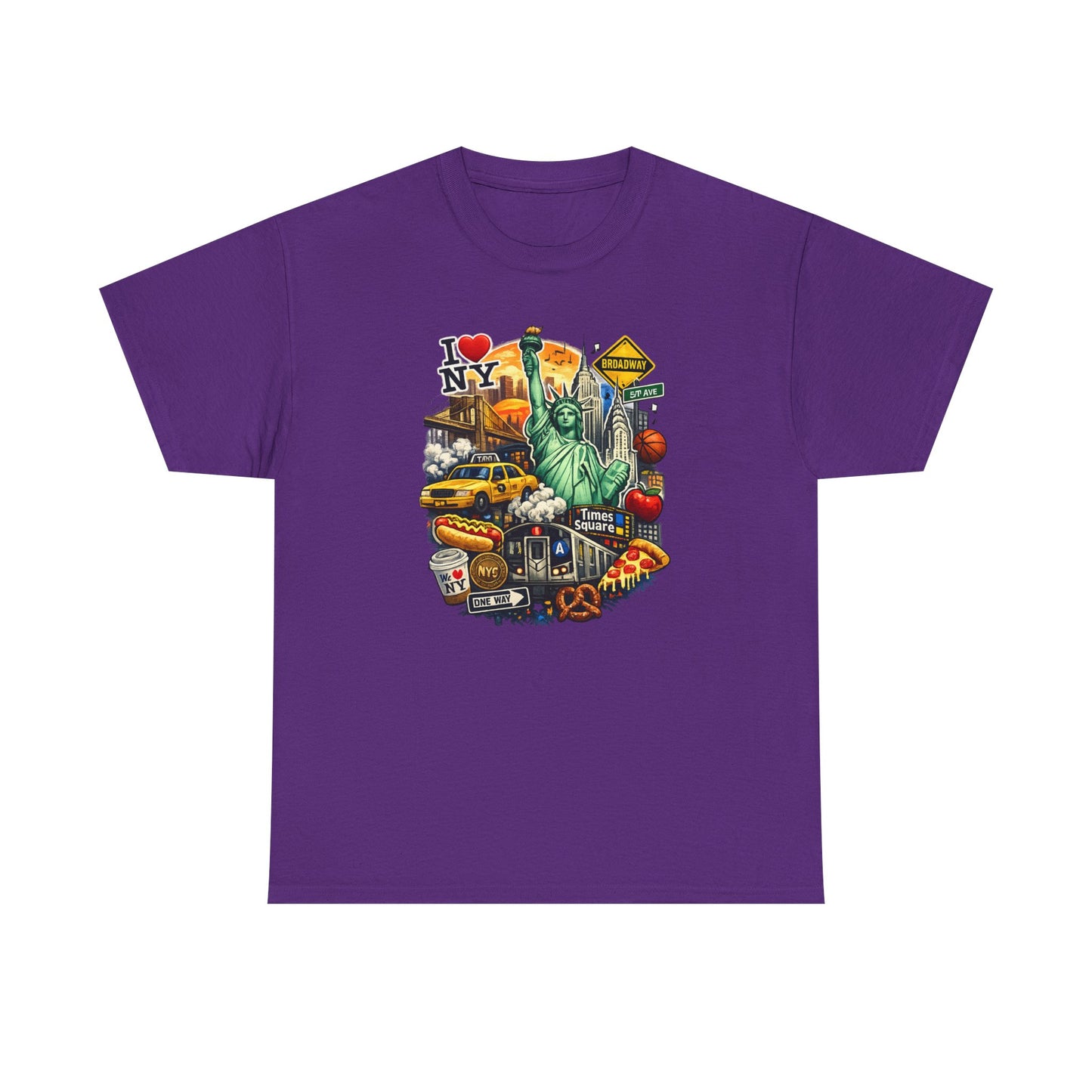 New York City Icons T-Shirt — Statue of Liberty, Taxi & I  NY Collage Tee