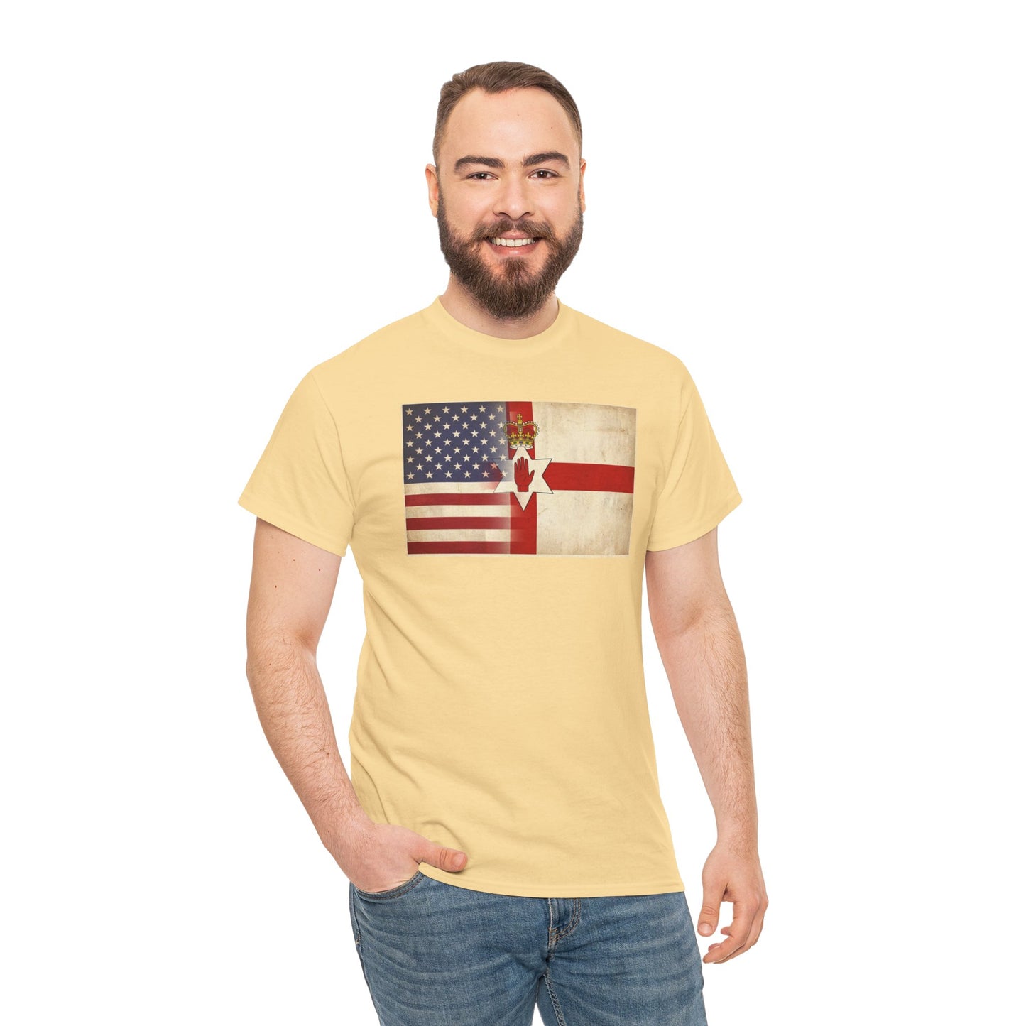 USA / Northern Ireland Flag T-Shirt – Vintage USA & Ulster Cross Tee