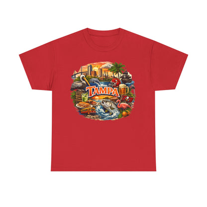 Tampa Florida Retro Scenic Tee — Vintage Beach, Skyline & Wildlife Graphic