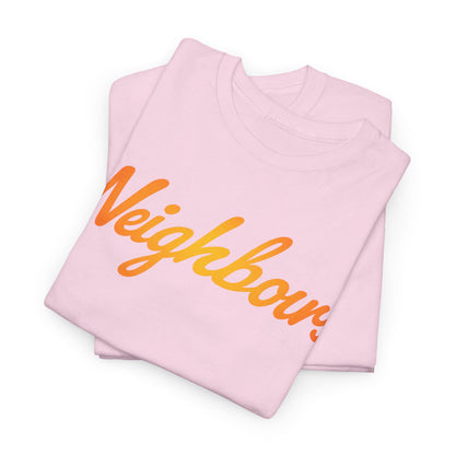 Neighbours Script T‑Shirt — Retro Orange Neighborhood Tee