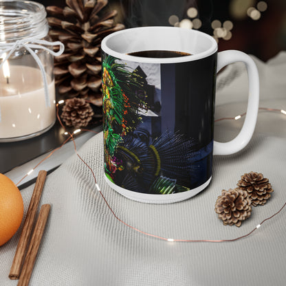 Rio Carnival Headdress Ceramic Coffee Mug — Colorful Festival Costume Photo, 11oz & 15oz
