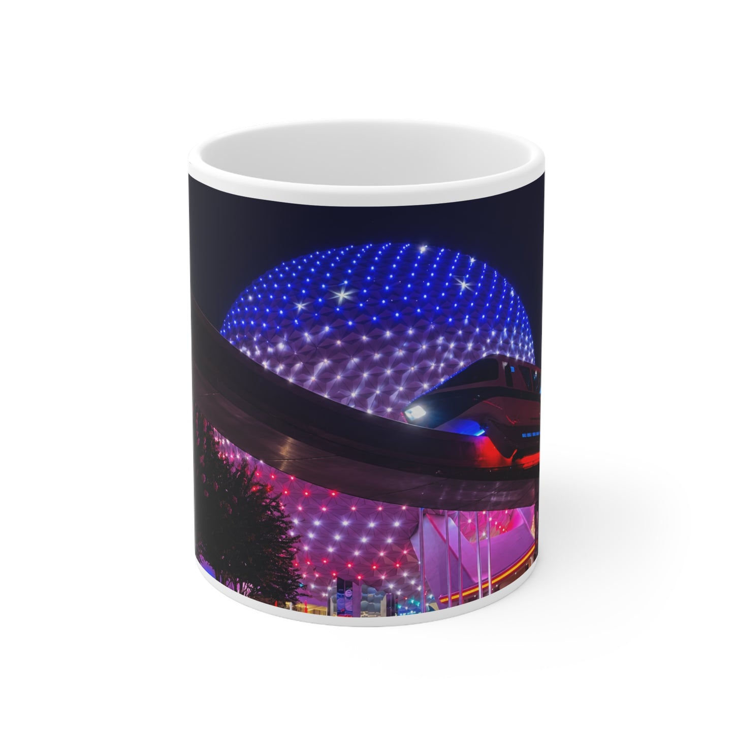 Epcot Walt Disney World Nighttime Neon Dome Coffee Mug — Colorful LED Lights Ceramic Cup (11oz/15oz)