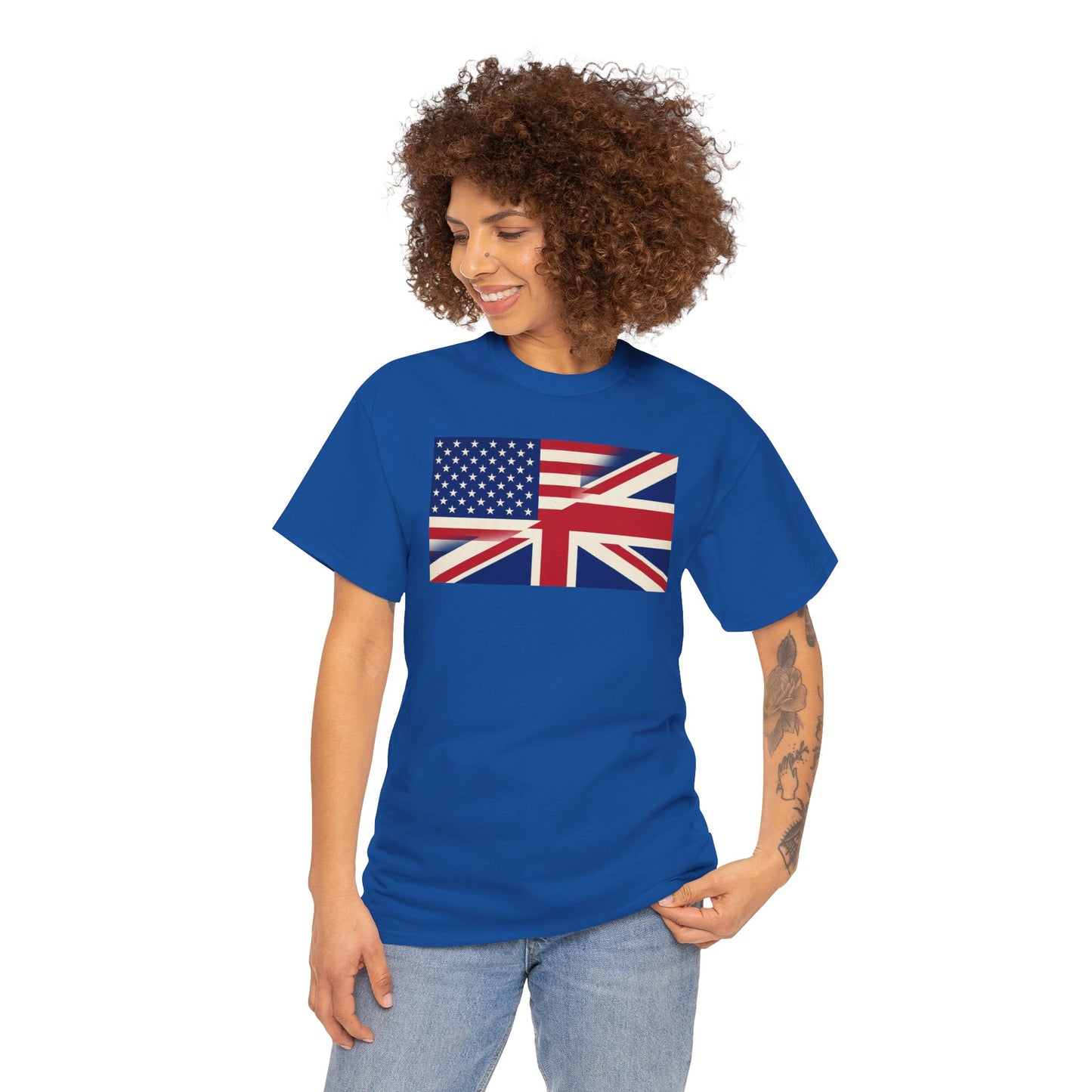 USA-UK Flag Graphic Tee — American British Union Jack Mashup T-Shirt