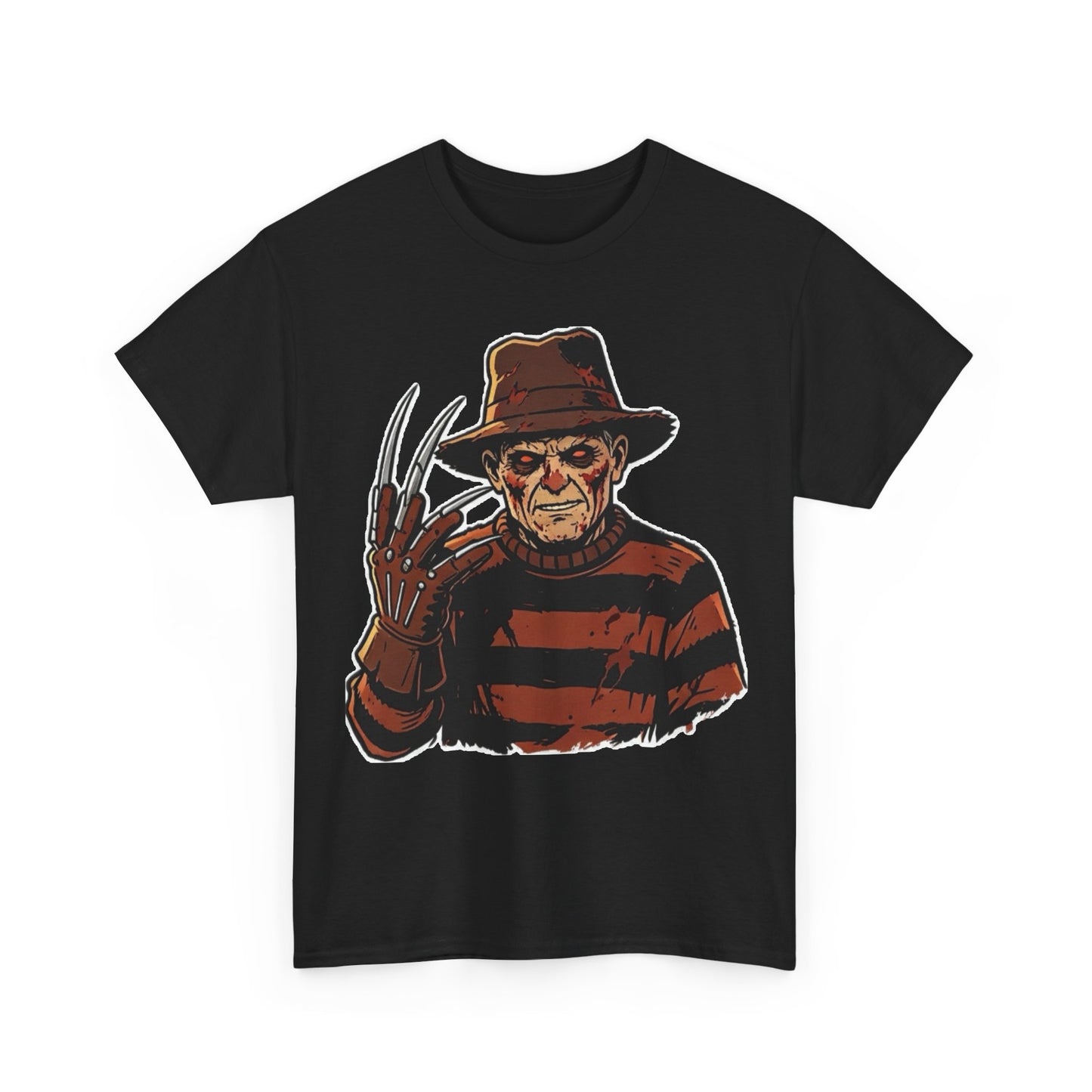 Freddy Krueger Horror Tee — Vintage Striped Nightmare Graphic