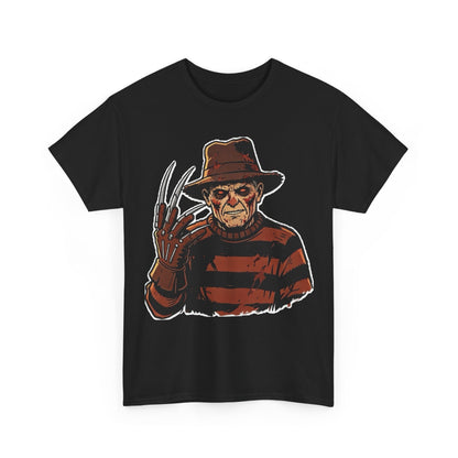 Freddy Krueger Horror Tee — Vintage Striped Nightmare Graphic