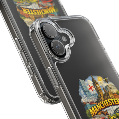 Manchester Landmark Clear Phone Case — Cityscape Collage Design