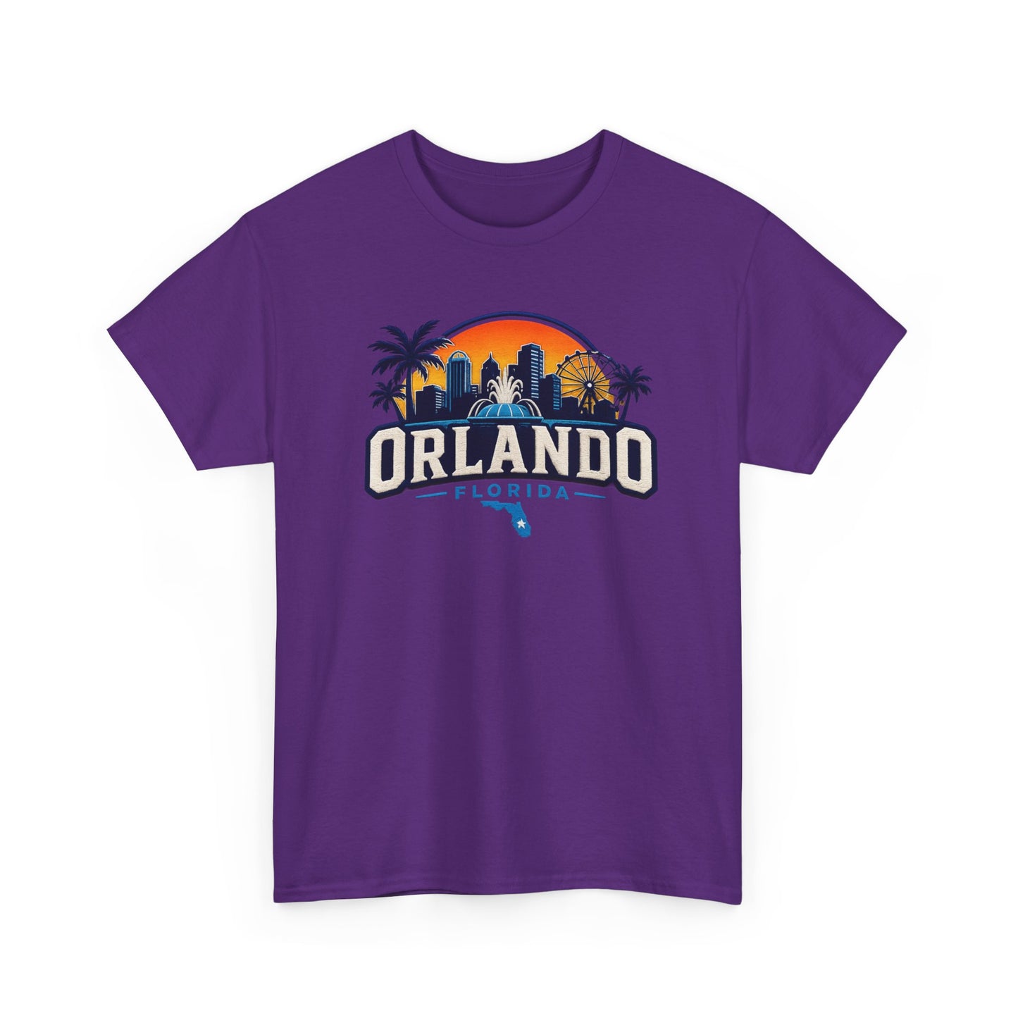 Orlando Florida Sunset T-Shirt — Retro Skyline & Palm Tree Vacation Tee