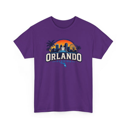 Orlando Florida Sunset T-Shirt — Retro Skyline & Palm Tree Vacation Tee