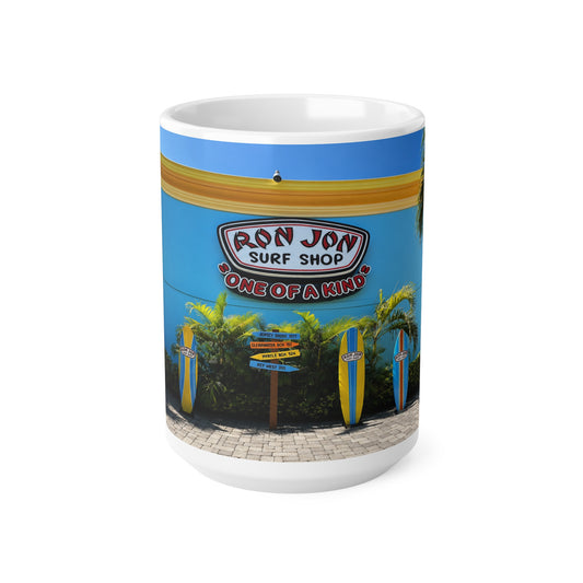 Ron Jon Surf Shop Photo Mug — Beach Surfboard Ceramic Coffee Cup (11oz & 15oz)