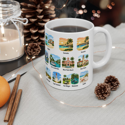 Florida Cities Scenic Ceramic Coffee Mug – 11oz & 15oz Travel Souvenir Cup
