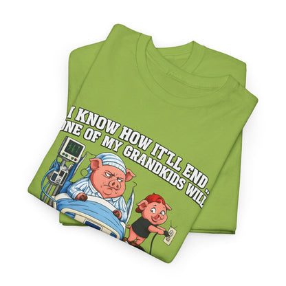 Funny Grandpa T-Shirt - "Unplug My Life Support to Charge Their Phone" Grandpa Humor Tee