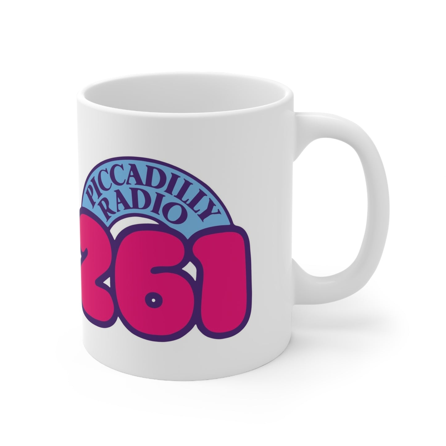 Piccadilly Radio 261 Retro Logo Mug — 11oz & 15oz Ceramic Coffee Cup