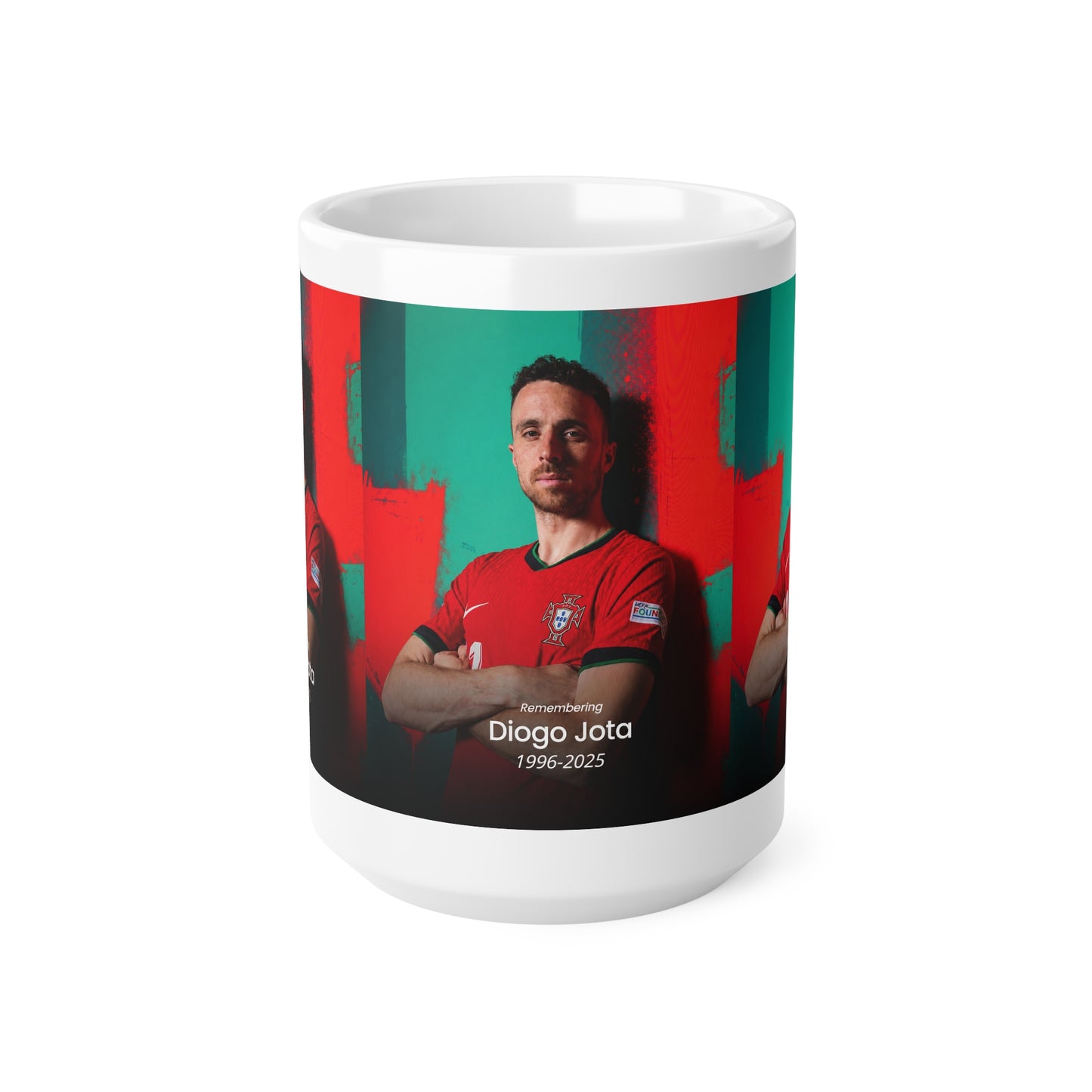 Diogo Jota Photo Memorial Mug — Personalized Tribute Ceramic Coffee Cup (11oz & 15oz)