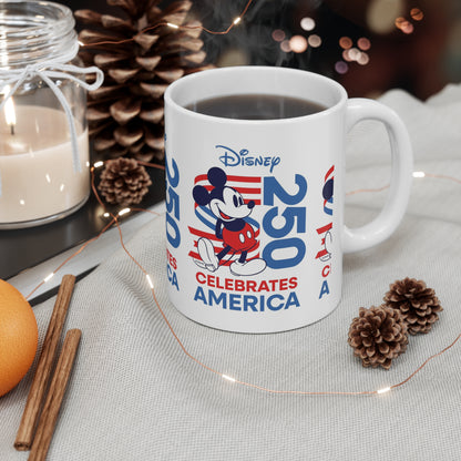 Mickey Mouse 250 Celebrates America Ceramic White Coffee Mug — 11oz & 15oz
