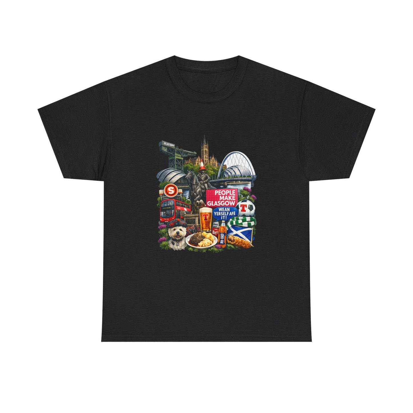 Glasgow Collage T-Shirt — "People Make Glasgow" Scottish City Souvenir Tee