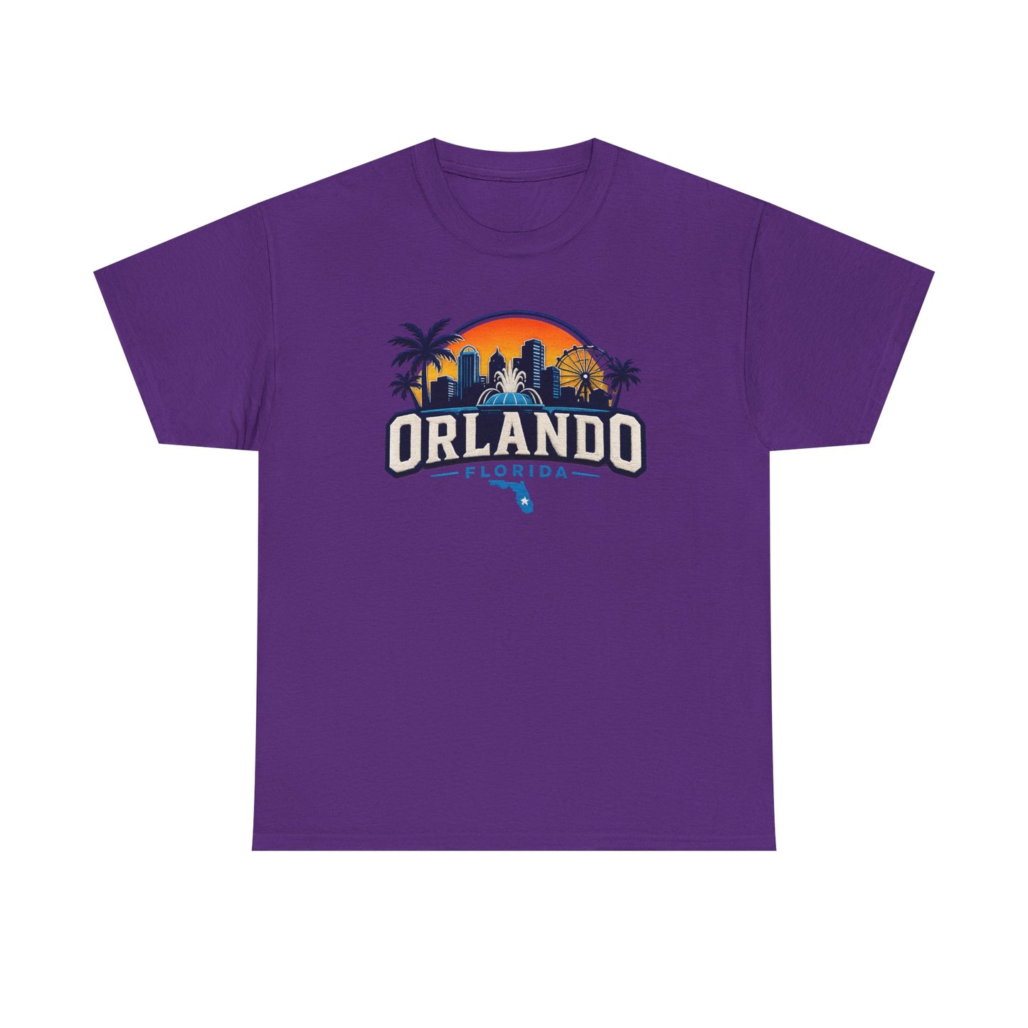 Orlando Florida Sunset T-Shirt — Retro Skyline & Palm Tree Vacation Tee
