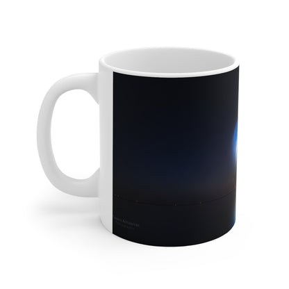 Night Rocket Launch Photo, Atmospheric Space Glow Ceramic Mug — (11oz & 15oz)