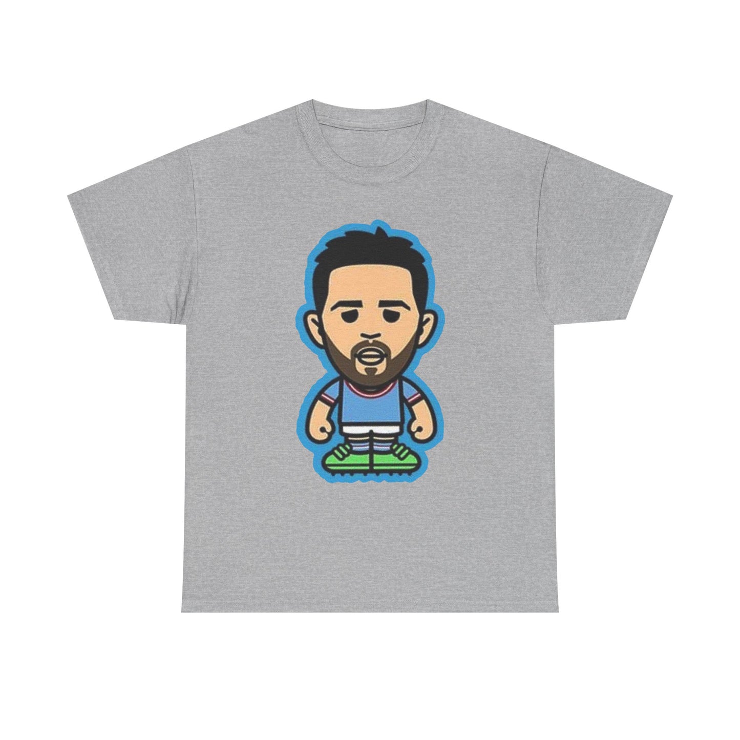 Bernardo Silva Manchester City Legend Graphic Tee — Player Cartoon Front & Tribute Poster Back