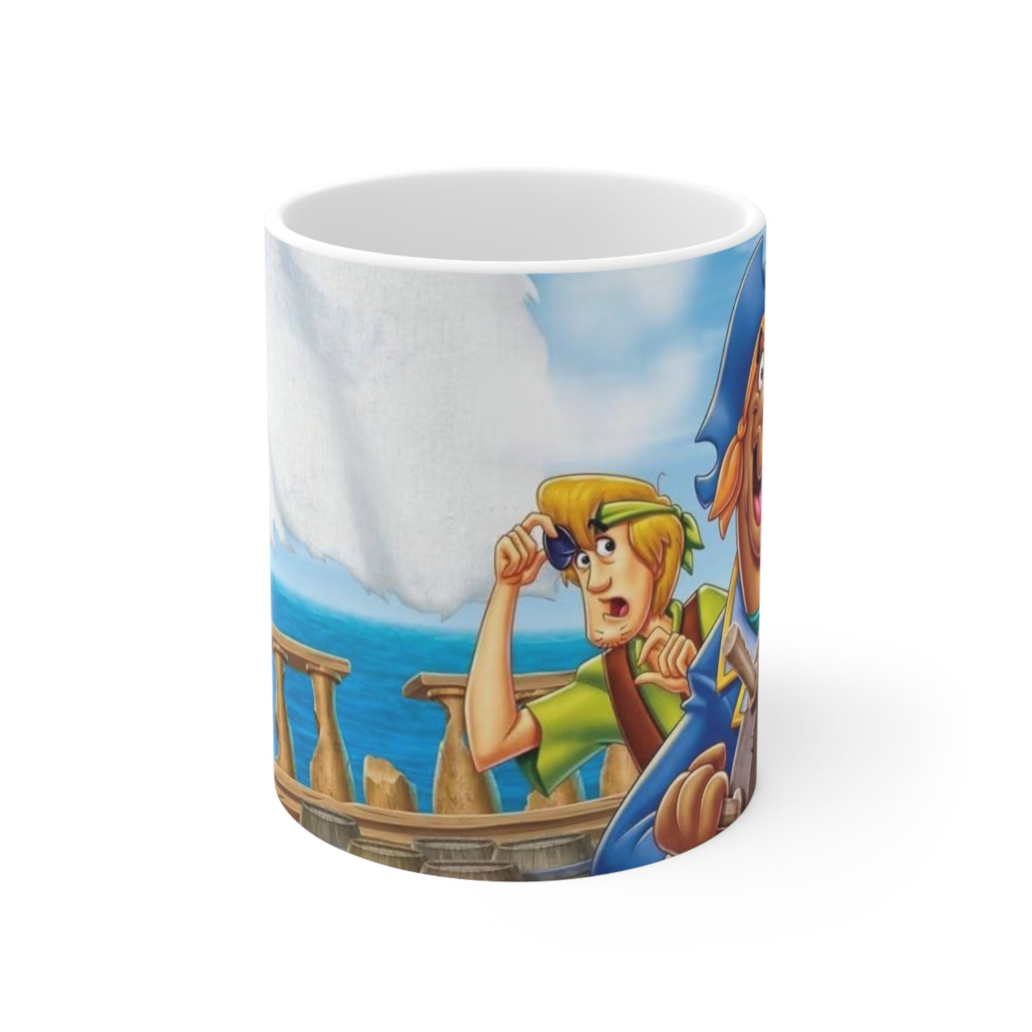 Scooby Doo Adventure Cartoon Pirate Ship Ceramic Coffee Mug — Nautical Sailing Crew Design (11oz, 15oz)